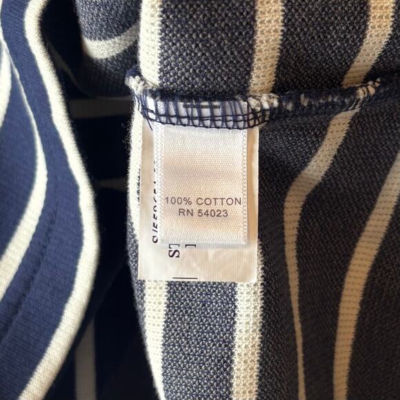Banana Republic 1/4 Zip Knit Long Sleeve Shirt Nautical Stripe Navy Women Small - Picture 4 of 8